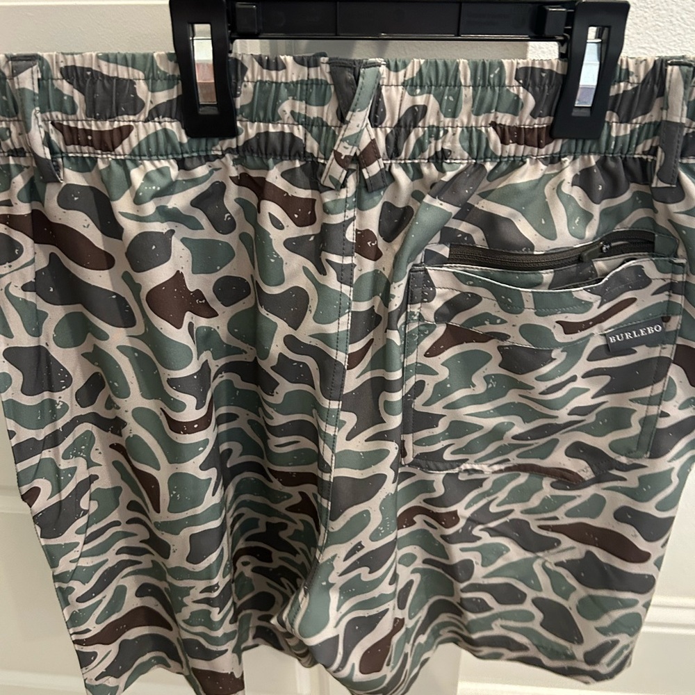BURLEBO Men's Camouflage Swim Shorts - Green, Brown, Gray